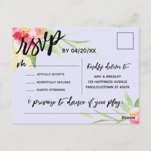 Handschrift Boho Floral RSVP Song Request Lavender Briefkaart