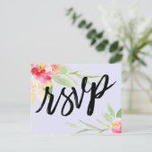 Handschrift Boho Waterverf Bloemen Lavendel RSVP Briefkaart (Staand voorkant)