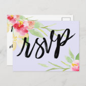 Handschrift Boho Waterverf Bloemen Lavendel RSVP Briefkaart (Voorkant / Achterkant)