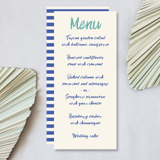 Handschrift Bold Retro Groen Blauw Bruiloft Menu