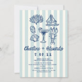 Handschrift Coast Retro Bruiloft uitnodiging (Voorkant)