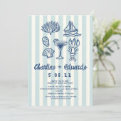 Handschrift Coast Retro Bruiloft uitnodiging (Staand voorkant)