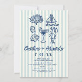 Handschrift Coast Retro Bruiloft uitnodiging (Voorkant)