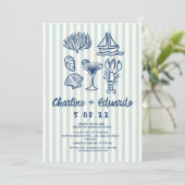 Handschrift Coast Retro Bruiloft uitnodiging (Staand voorkant)