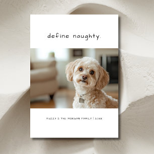 Handschrift Definieer Naughty Dog Pet Kerstfoto Feestdagenkaart