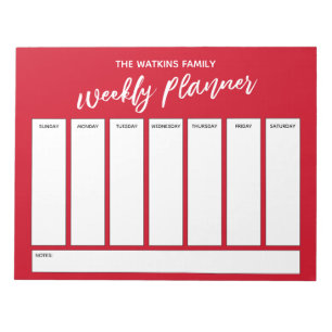 Handschrift, eenvoudige wekelijkse planner Cherry Notitieblok