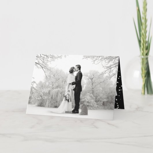  handschrift Eerste kerstfoto bruiloft Feestdagen Kaart (Achterkant)