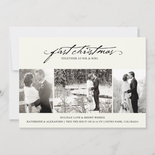 handschrift Eerste kerstfoto bruiloft Feestdagenkaart (Voorkant)