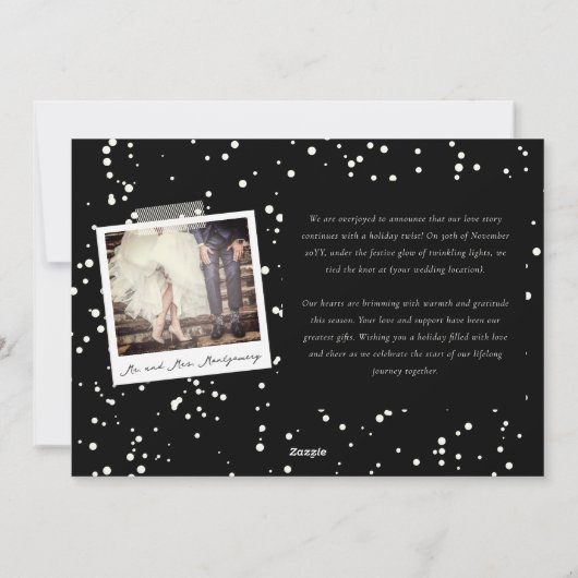  handschrift Eerste kerstfoto bruiloft Feestdagenkaart (Achterkant)