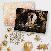  handschrift Eerste kerstfoto bruiloft Folie Feestdagenkaart