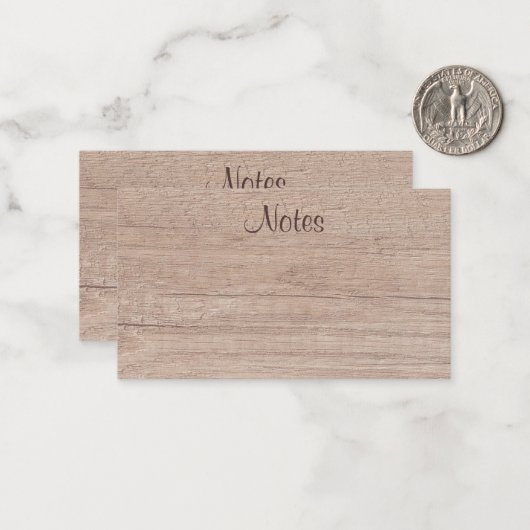 Handschrift Elegant Natuurlijke Houten Kijk Sjablo Notitiekaartje (Voorkant / Achterkant in situ)