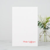Handschrift Elegant Plain Eenvoudig Rood Wit Briefpapier (Staand voorkant)