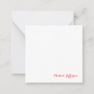 Handschrift Elegant Plain Eenvoudig Rood Wit Notitiekaartje