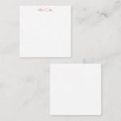 Handschrift Elegant Plain Eenvoudig Rood Wit Notitiekaartje (Voorkant / Achterkant)