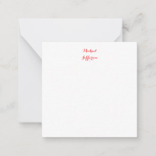 Handschrift Elegant Plain Eenvoudig Rood Wit Notitiekaartje