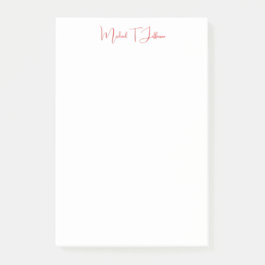 Handschrift Elegant Plain Eenvoudig Rood Wit Post-it® Notes (Voorkant)
