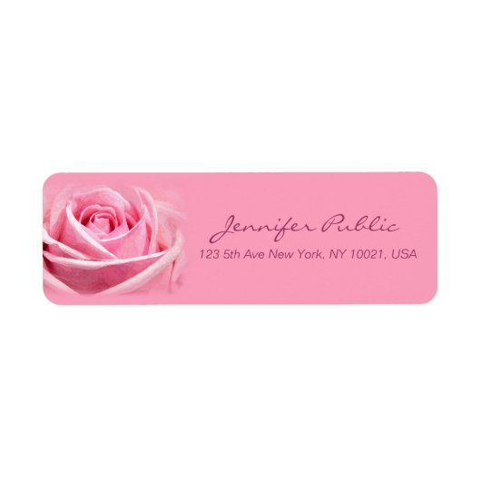 Handschrift Elegant Waterverf Roze roze Sjabloon Etiket (Voorkant)