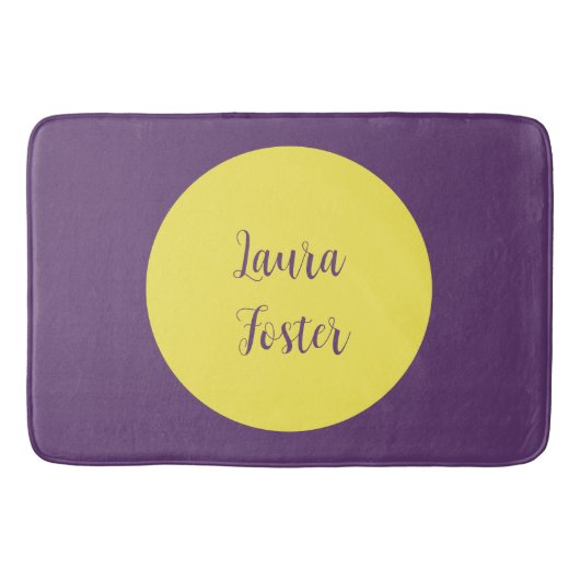 Handschrift Elegante naam Indigo & gele kleur Badmat (Voorkant)