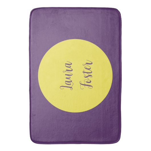Handschrift Elegante naam Indigo & gele kleur Badmat (Voorkant Verticaal)