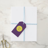 Handschrift Elegante naam Indigo & gele kleur Cadeaulabel (Met Touw)