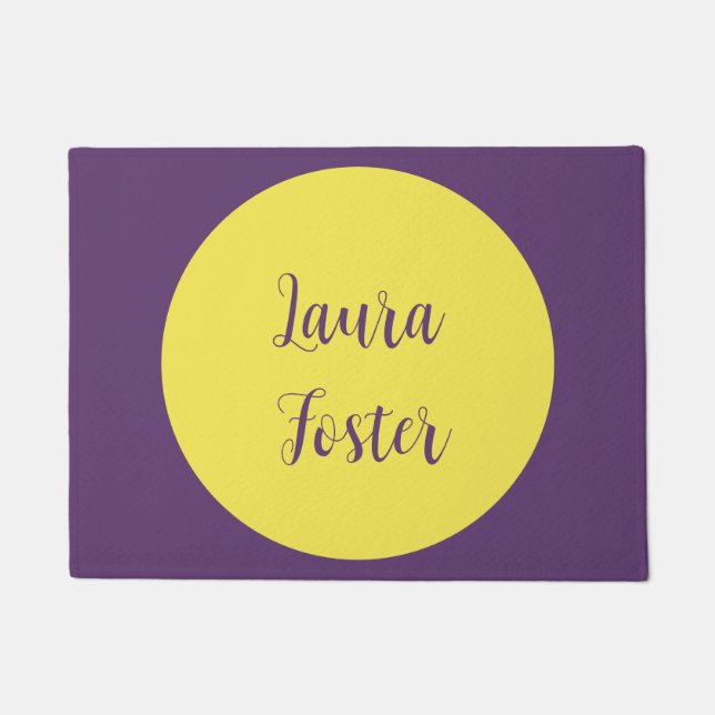 Handschrift Elegante naam Indigo & gele kleur Deurmat (Voorkant)