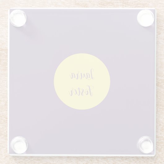 Handschrift Elegante naam Indigo & gele kleur Glazen Onderzetter (Achterkant)