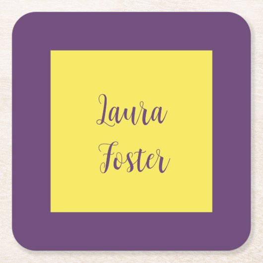 Handschrift Elegante naam Indigo & gele kleur Kartonnen Onderzetters (Voorkant)