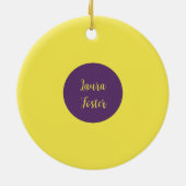 Handschrift Elegante naam Indigo & gele kleur Keramisch Ornament (Achterkant)