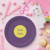 Handschrift Elegante naam Indigo & gele kleur Papieren Bordje (Feest)