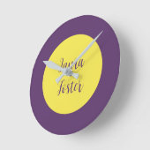 Handschrift Elegante naam Indigo & gele kleur Ronde Klok (Hoek)
