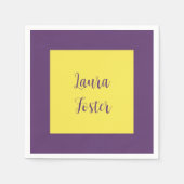 Handschrift Elegante naam Indigo & gele kleur Servet (Voorkant)