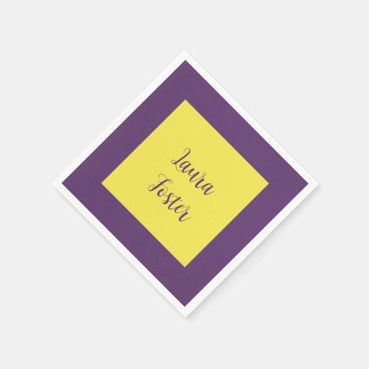 Handschrift Elegante naam Indigo & gele kleur Servet (Hoek)