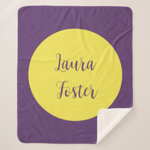 Handschrift Elegante naam Indigo & gele kleur Sherpa Deken