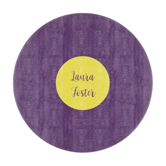 Handschrift Elegante naam Indigo & gele kleur Snijplank (Voorkant)