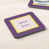 Handschrift Elegante naam Indigo Yellow Rose Quart Bier Onderzetter (Linkerzijde)