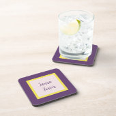 Handschrift Elegante naam Indigo Yellow Rose Quart Bier Onderzetter (Rechterzijde)