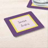 Handschrift Elegante naam Indigo Yellow Rose Quart Kartonnen Onderzetters (Schuin)