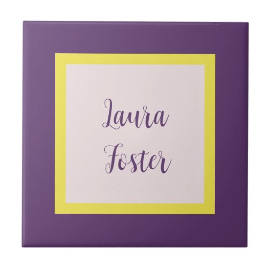 Handschrift Elegante naam Indigo Yellow Rose Quart Tegeltje (Voorkant)