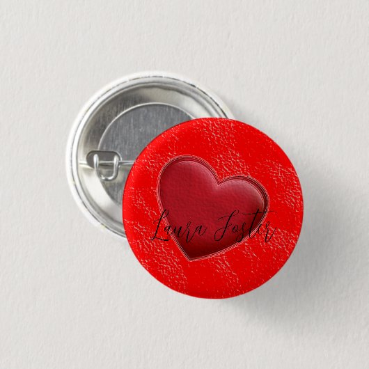 Handschrift Elegante naam Rode Hart Liefde Romance Ronde Button 3,2 Cm (Voorkant /achterkant)