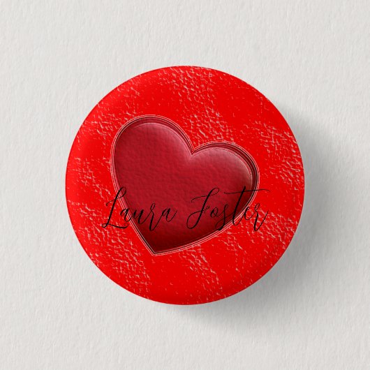 Handschrift Elegante naam Rode Hart Liefde Romance Ronde Button 3,2 Cm (Voorkant)