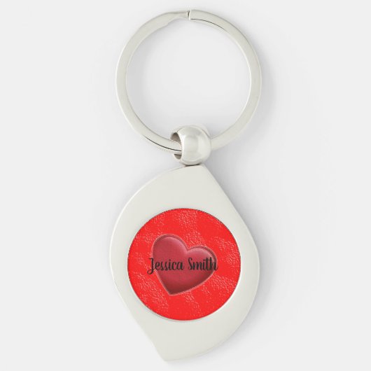Handschrift Elegante naam Rode Hart Liefde Romance Sleutelhanger (Voorkant)