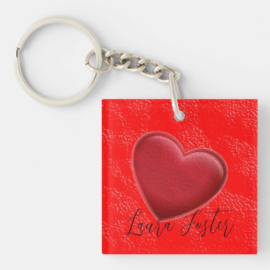 Handschrift Elegante naam Rode Hart Liefde Romance Sleutelhanger (voorkant)