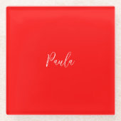 Handschrift Elegante naam Rode kleur Plain Glazen Onderzetter