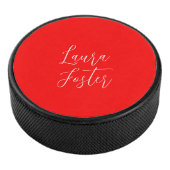 Handschrift Elegante naam Rode kleur Plain Hockey Puck (3/4)