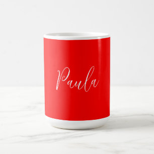 Handschrift Elegante naam Rode kleur Plain Koffiemok