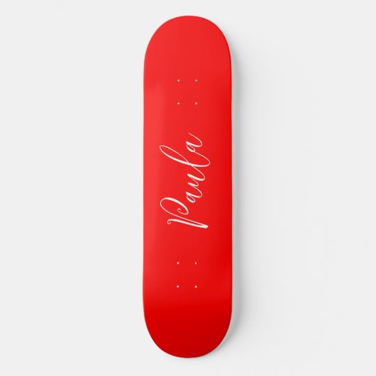 Handschrift Elegante naam Rode kleur Plain Persoonlijk Skateboard (Voorkant)