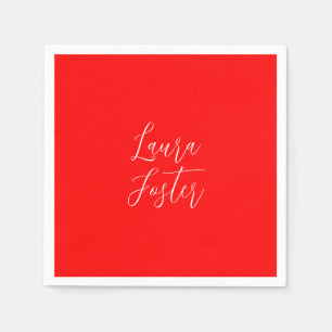 Handschrift Elegante naam Rode kleur Plain Servet