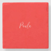 Handschrift Elegante naam Rode kleur Plain Stenen Onderzetter (Voorkant)