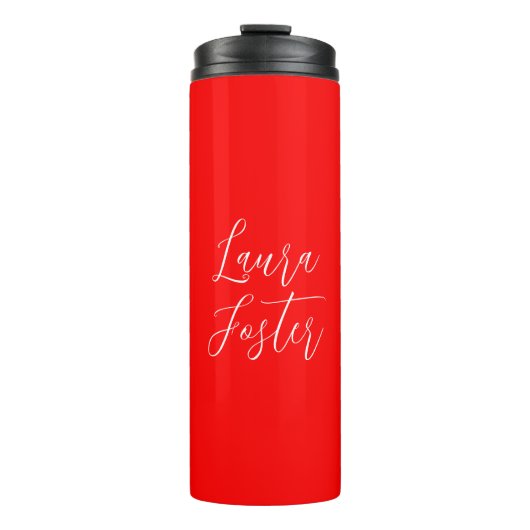 Handschrift Elegante naam Rode kleur Plain Thermosbeker (Voorkant)