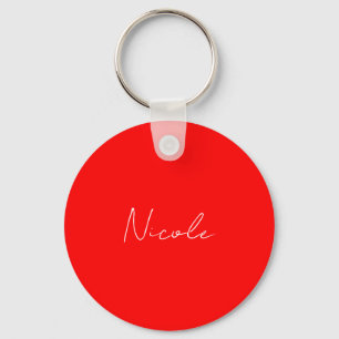 Handschrift Elegante naam Rood Wit Kleur Plain Sleutelhanger